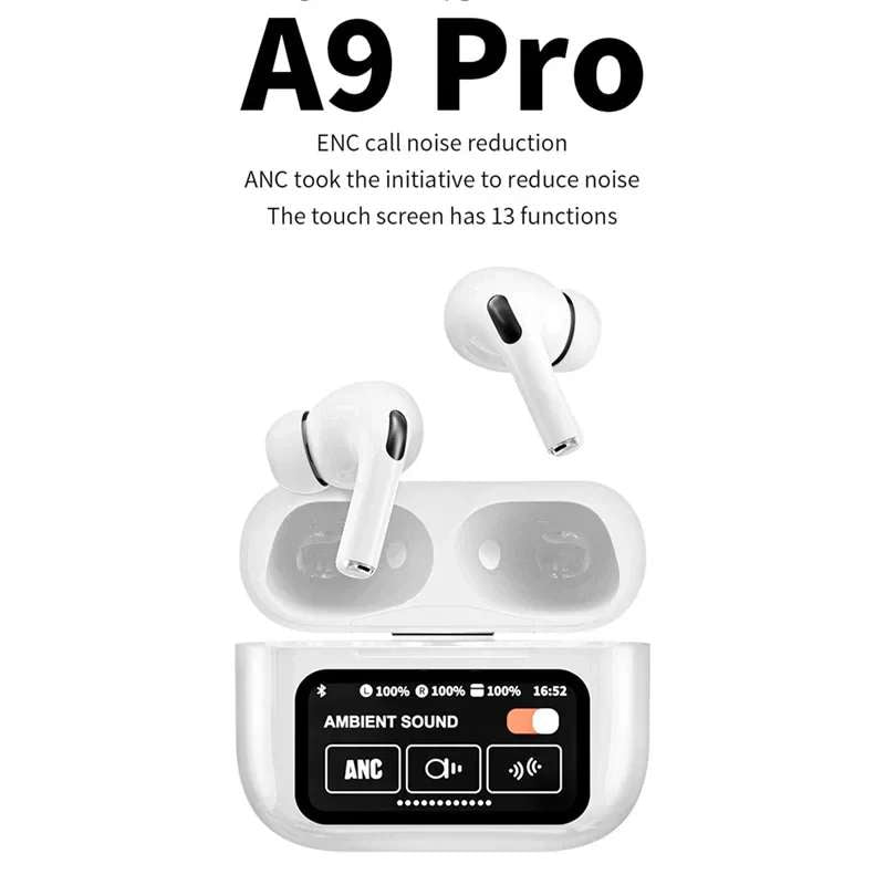 A9 Pro Wireless Earbuds with Active Noise Cancellation | Touch Screen