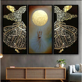 Living Room And Bedroom, Unique Arabic Text Design And Colorful Patterns