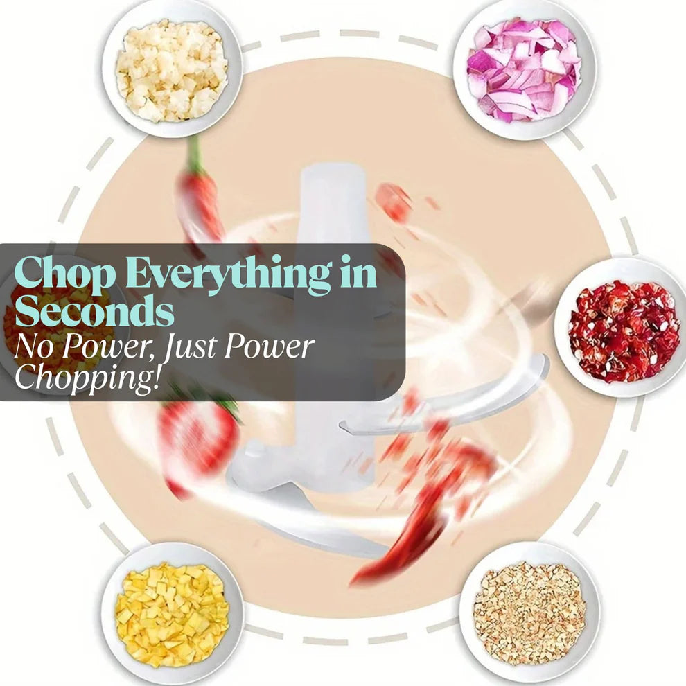 2L Multifunction Manual Food Chopper with 3 Precision Cutting Blades – Ideal for Vegetables & Meat
