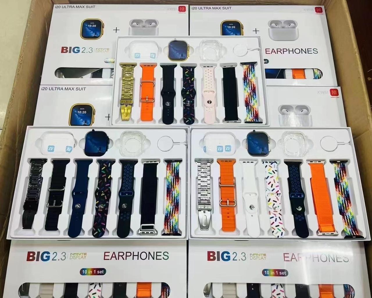 I20 Ultra Max Smartwatch – 10-in-1 Box | 2.3" Large Display | Includes 7 Straps (Random Colors)