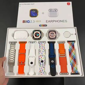 I20 Ultra Max Smartwatch – 10-in-1 Box | 2.3" Large Display | Includes 7 Straps (Random Colors)
